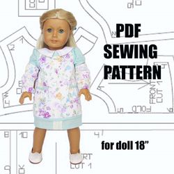 Sewing pattern for American girl doll, dress and pinafore for doll, American girl doll clothes, American girl dress