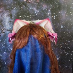 White-Pink Cat Kitten Ears Headband