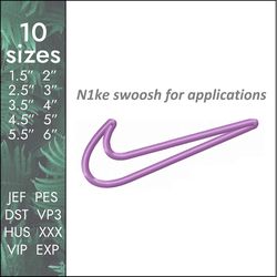 Nike Application Embroidery Design, custom logo swoosh file for applications, 10 sizes, Instant Download
