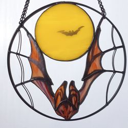 Stained Glass Bat Stained Glass Window Hanging Bats, Gothic Decor Bat Ornament Stained Glass Suncatcher, Halloween Decor