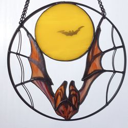 stained glass bat stained glass window hanging bats, gothic decor bat ornament stained glass suncatcher, halloween decor