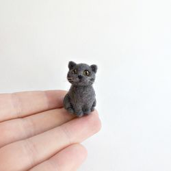 british shorthair cat, miniature needle felted cat, cute gift