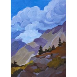 Clouds over the mountains Original painting Landscape painting