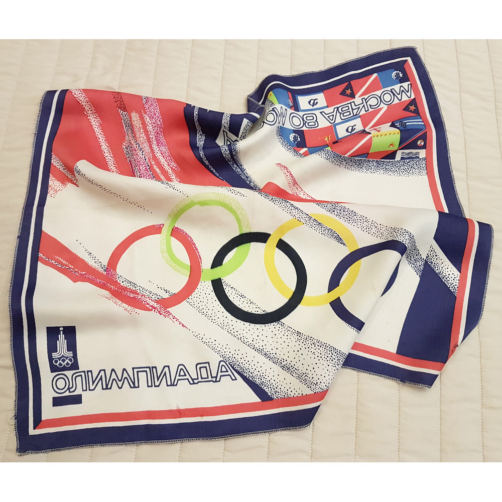 3 XXII Moscow 1980 Olympics Games USSR Souvenir SILK SHAWL HEADSCARF with the inscription OLYMPIAD MOSKVA 80.jpg