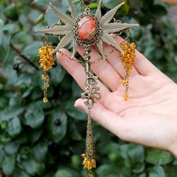 Handmade Unique Citrine Jasper Vintage Beautiful Key Necklace