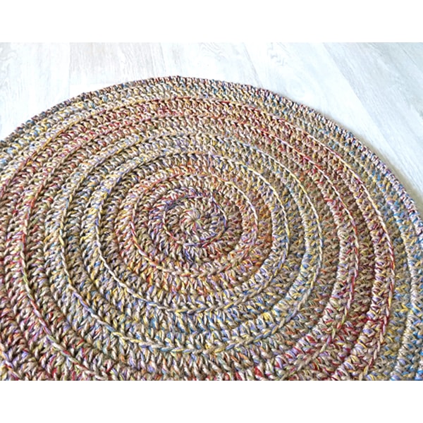 Round Abstract Jute Rug Handmade Jute rug Wool rugs Jute round rug Eco friendly carp | Inspire ...
