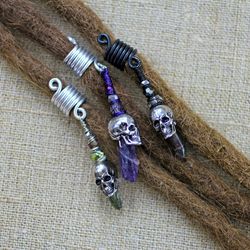 1pcs dread bead with skull and natural stone