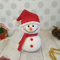 crochet snowman pattern, amigurumi snowman, christmas toy pdf
