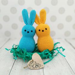 Crochet bunny peeps pattern, Easter amigurumi bunny pdf