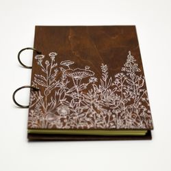 Flowers in the field -  A5 wood book Wood burning Pyrography sketchpad A perfect Christmas or Birthday gift Halloween