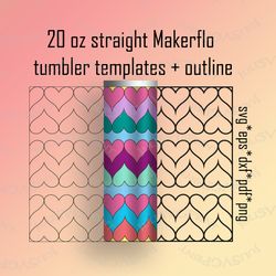 hearts tangram tumbler template svg 20oz hearts tumbler template for makerflo. valentines day straight skinny tumbler