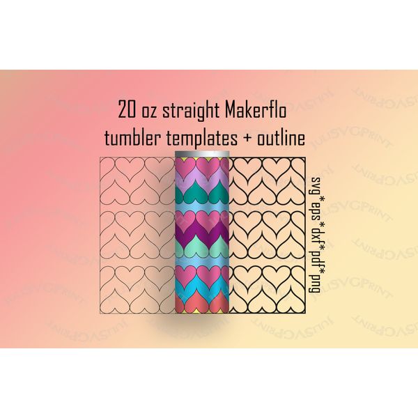 Hearts Tangram Tumbler Template SVG for 20oz Makerflo/ instant download