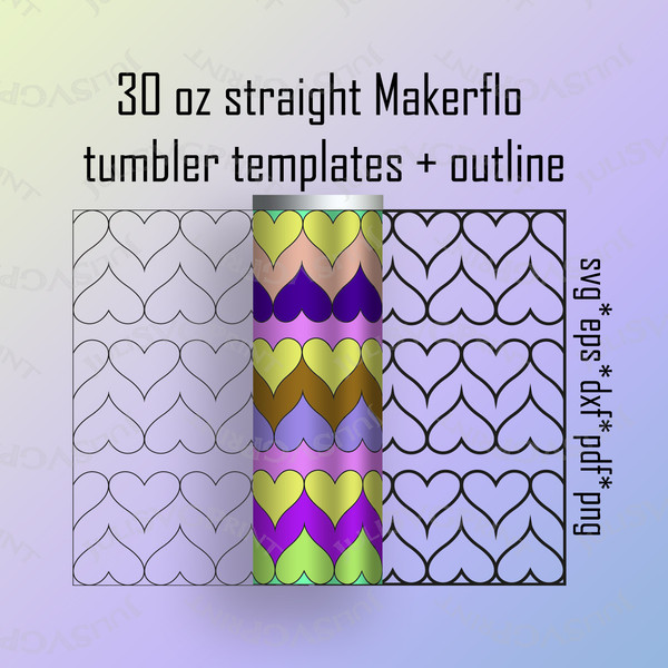 Hearts Tangram Tumbler SVG digital for 30 oz straight Skinny Makerflo