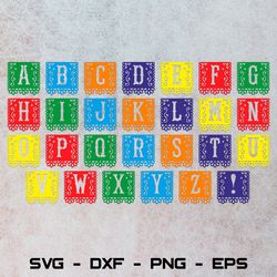 alphabet papel picado svg | papel picado banner