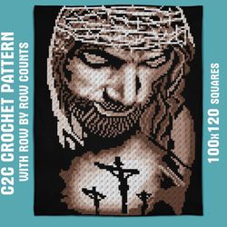 JESUS c2c crochet graph pattern with written instrustions