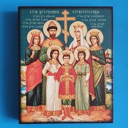 The Imperial Romanov Family Nicholas II, Tsarina Alexandra, princess Anastasia Romanov orthodox wooden icon 6.2x5"