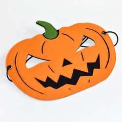 Pumpkin halloween mask for children. Scary mask to pumpkin costume. Felt kids mask.