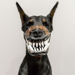 Werewolf Bloodless Dog muzzle Custom painted Scary Doberman muzzles Dog training accessory Halloween Masks Dog safety