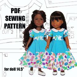 Pdf pattern for Ruby Red, Wellie Wishers doll, dress for doll, American girl doll clothes, American girl doll dress