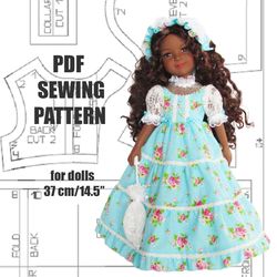 Pdf pattern for Ruby Red, Wellie Wishers doll, Maru and friends, dress for doll, American girl doll clothes, doll dress