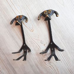 Dog metal wall hanger hooks vintage