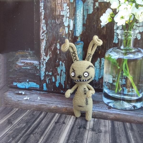 Green Zombie Rabbit Bunny Rabbit plush animal Creepy bunny Doll Handmade Pastel - Inspire ...