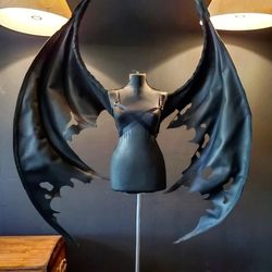 black wings, bat wings, maleficent wings, halloween wings, black angel wings, anime wings
