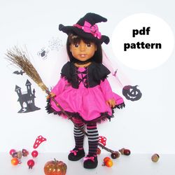 Halloween. Pdf sewing pattern for Ruby Red Wellie Wishers doll, doll Halloween, Halloween clothes, witch hat halloween