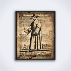 Plague Doctor medieval dark art, black death, printable art, print, poster (Digital Download)