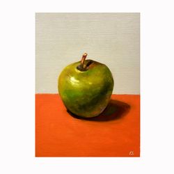 apple painting fruit original art still life artwork realism painting
