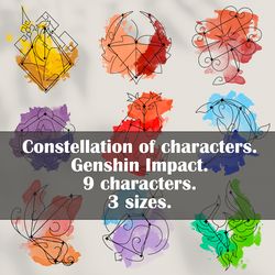 Genshin Impact fake tattoo Constellation Temporary sticker tat Chinese kawaii gift Otaku weeb design Geek colorful art