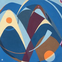 Buoys Painting Abstract Original Art Geometric Artwork