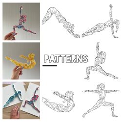 Set of patterns for Quilling - Yoga templates  - Asana
