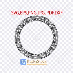 Tribal Svg. Polynesian circle frame border pattern design