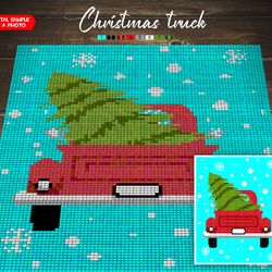 Crochet C2C blanket / Corner to corner blanket 80*100 squares / Christmas Truck
