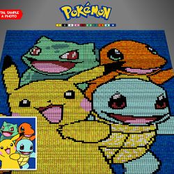 Crochet C2C blanket / Corner to corner blanket 110*140 squares / Pokemon