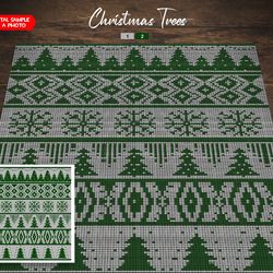 Crochet C2C blanket / Corner to corner blanket 110*140 squares / Christmas Trees