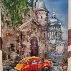 car italy painting Impressionism Original ArtOil Artwork Impasto