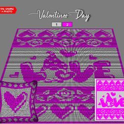 Crochet C2C blanket / Corner to corner blanket 110*140 squares & pillow / Valentines Day