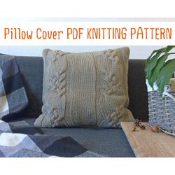Knit PILLOW COVER pattern Chunky cushion cover PDF knitting pattern