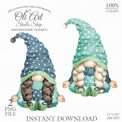 Yoga Gnomes Clip Art. Animal Gnome. Hand Drawn Graphics, Instant Download. Digital Download. OliArtStudioShop