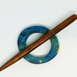 Van Gogh scarf pin Wooden shawl pin Knitting scarf stick