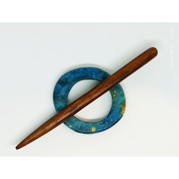 Van Gogh scarf pin Wooden shawl pin Knitting scarf stick.jpg