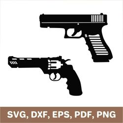 Gun svg, pistol svg, revolver svg, glock svg, gun dxf, pistol dxf, revolver dxf, gun png, pistol png, revolver png, SVG