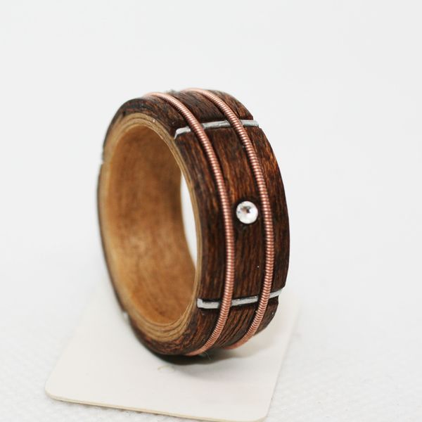 Guitar Fretboard Ring, Bentwood Ring With Guitar String, Wood Ring with Guitar String and Swarovski crystals, Guitar String Ring, Mens Rings.JPG