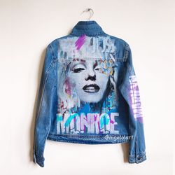 Marilyn Monroe Painted denim jacket Jeans jacket Portrait Personalized jacket