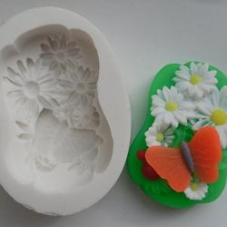 Butterfly on flowers - silicone mold
