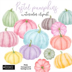Watercolor Pastel pumpkins PNG clipart, Halloween wreath, Fall autumn leaf Hello autumn png Printable Pink Pumpkin decor