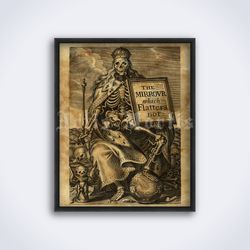 the mirrour which flatters not, skeleton king medieval printable art, print, poster (digital download)