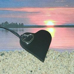 Shungite heart necklace handmade from a unique healing stone for women